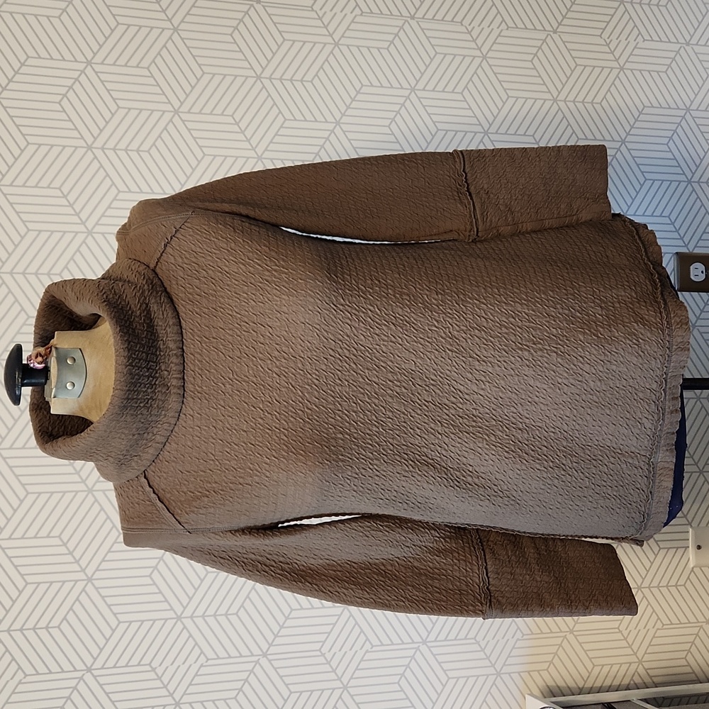 Soft Surroundings Olive Green Chelsea Cowl Neck Textured Tunic Women Size Small